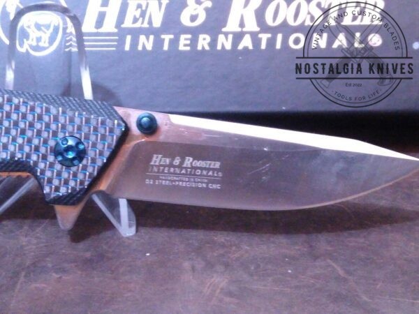 Hen & Rooster HRI-300BL Tasmanian – Contoured G10/Carbon Fiber Handle – Ball Bearing Liner-lock, and Reversible Belt Clip[Unused/NIB] Collectible Knives boker