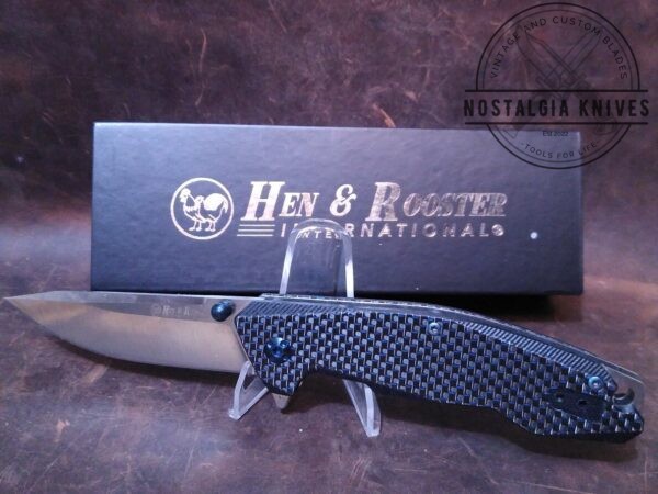 Hen & Rooster HRI-300BL Tasmanian – Contoured G10/Carbon Fiber Handle – Ball Bearing Liner-lock, and Reversible Belt Clip[Unused/NIB] Collectible Knives boker