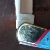 Kissing crane KC 5327 - Limited Ed. #952 Brass with Patriotic Stars and Strips Inlaid Blue Bone Handle Large Folding Hunter Knife [Unused - Pristine Cond.] - Image 7