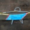 Kissing crane KC 5327 - Limited Ed. #952 Brass with Patriotic Stars and Strips Inlaid Blue Bone Handle Large Folding Hunter Knife [Unused - Pristine Cond.] - Image 2