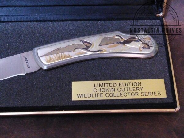 Vintage Sharp ‘The Art Of Chokin” Limited Edition Chokin Cutlery Wild Life Series Lockback knife with display case[Unused – Pristine Cond.] Collectible Knives boker
