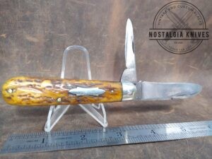 Vintage Cattaraugus, Little Valley, USA - Swellend, Worm Groove Bone Handle Jack-knife[Used - Near Mint Cond.]
