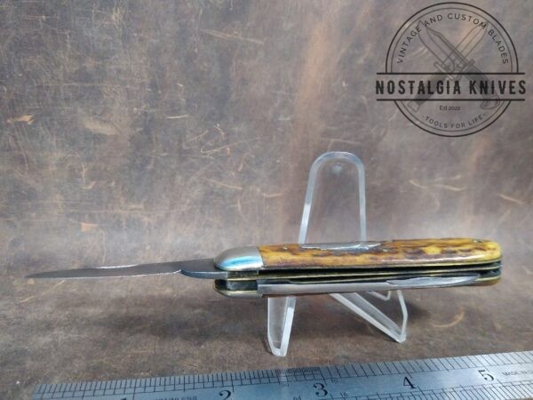 Vintage Cattaraugus, Little Valley, USA – Swellend, Worm Groove Bone Handle Jack-knife[Used – Near Mint Cond.] Cattaraugus Cutlery Co. boker