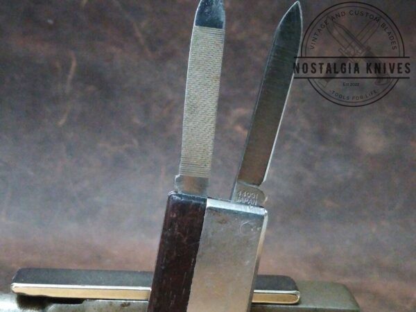 Vintage Klein Tools 44031 Japan – 2 Blade Money Clip Knife with Wood Inlaid Handle [Used – Mint Cond.] Everyday Carry[EDC] boker