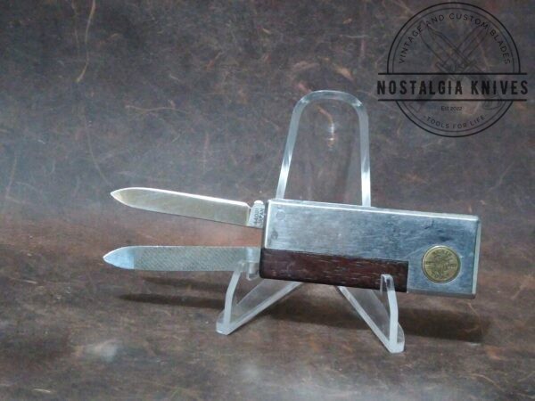 Vintage Klein Tools 44031 Japan – 2 Blade Money Clip Knife with Wood Inlaid Handle [Used – Mint Cond.] Everyday Carry[EDC] boker