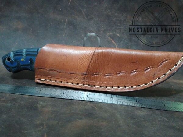Valley Forge, Newark NJ – 7.5″ Fixed-Blade Drop-Point Knife with Brown Leather Belt Sheath[Unused]. Custom/Handmade boker