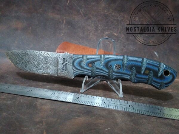 Valley Forge, Newark NJ – 7.5″ Fixed-Blade Drop-Point Knife with Brown Leather Belt Sheath[Unused]. Custom/Handmade boker