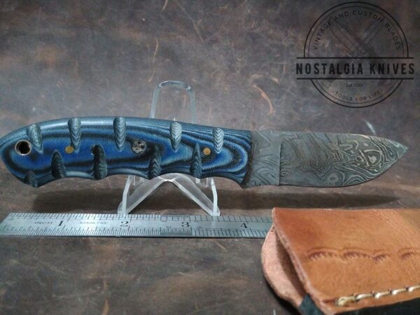 Valley Forge, Newark NJ – 7.5″ Fixed-Blade Drop-Point Knife with Brown Leather Belt Sheath[Unused]. Custom/Handmade boker