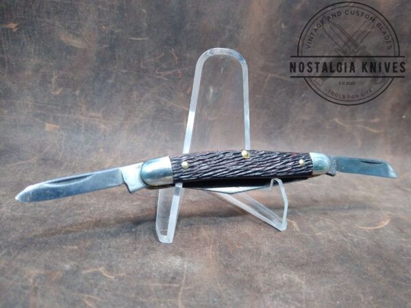 Vintage Ulster USA Jigged Bone Small 3 Blade Stockman Pocket Knife[Used – Mint Cond.] Collectible Knives cutlery