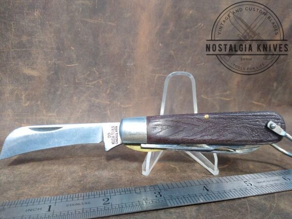 Vintage Klein Tools, Chicago, USA – 3 blade Electrician/Linesman Knife , and linerlock – DD tang stamp [Used – Mint Cond.] Collectible Knives boker