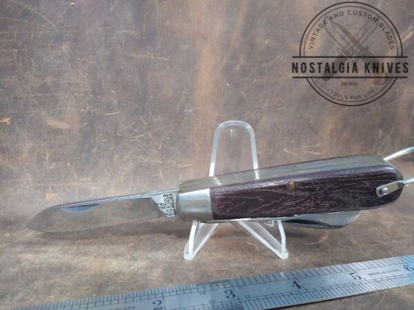 Vintage Klein Tools, Chicago, USA – 3 blade Electrician/Linesman Knife , and linerlock – DD tang stamp [Used – Mint Cond.] Collectible Knives boker