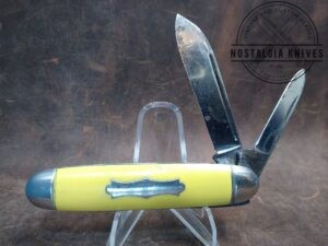 Vintage  Clover Brand Syracuse, NY -  Large 2 blade Jack Knife w/ Yellow Handle [Used - Excellent Cond.]