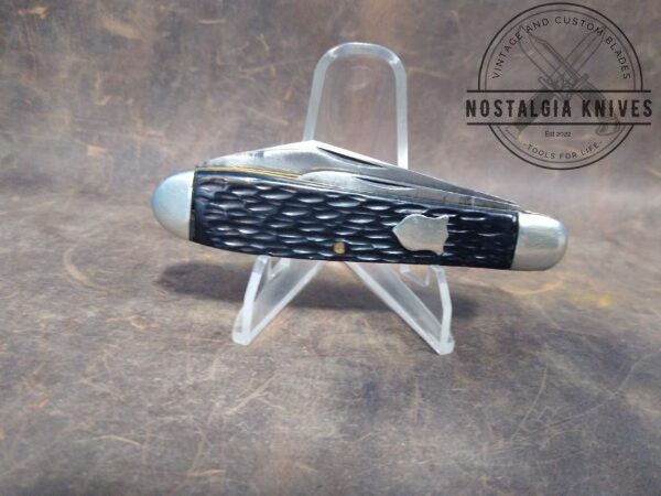 Vintage Syracuse Knives Co. USA Made 2 blade Jack Knife w/ Black Jigged Handle [Used – Very Good Cond.] Collectible Knives boker