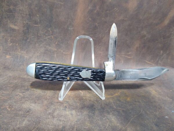 Vintage Syracuse Knives Co. USA Made 2 blade Jack Knife w/ Black Jigged Handle [Used – Very Good Cond.] Collectible Knives boker
