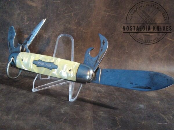 Vintage Imperial Prov. RI USA ‘Kamp King’, Cracked Ice Handle, Multi-Blade Camp Knife with Bail[Used – Excellent Cond.] Camp/Scout Knives
