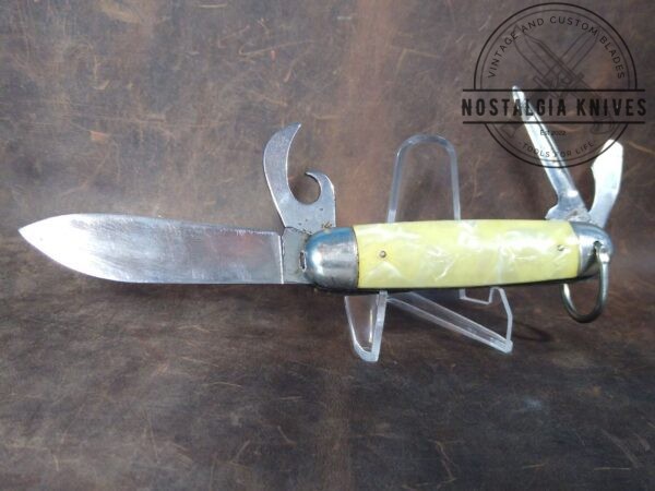 Vintage Imperial Prov. RI USA ‘Kamp King’, Cracked Ice Handle, Multi-Blade Camp Knife with Bail[Used – Excellent Cond.] Camp/Scout Knives