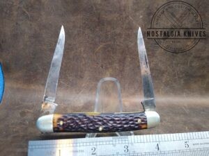 Vintage Kutmaster Utica, NY, Large 2 Blade Muskrat Pocket knife w/ Jigged Bone Scales, Brass Liners and Pins - 1947 [Used - Excellent Cond.]