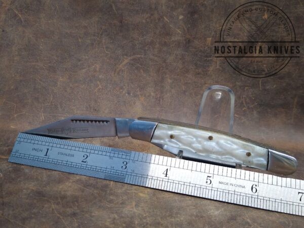 Ridge Runner Large 3 Blade Slant Bolster Stockman Pocket Knife w/ Cracked Ice Handle Scales [Used – Excellent Cond.] Collectible Knives