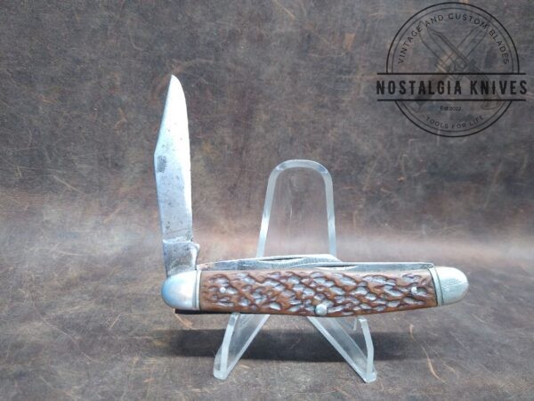 Vintage Boker USA Tree Brand Jigged Bone Handle 8585 medium 3 Blade Stockman Knife – 1973[Used – Very Good Cond.] Böker boker
