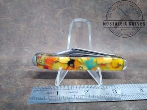 Vintage KENT USA 2 Blade Pocket Knife with Multi-color Composite Handle, Brass Liners and Pins - 1937 [Used- Very Good Cond.]